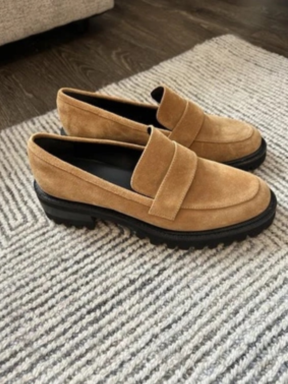 Aerosoles Women's Ronnie Loafers Size 7.5 Brown Tan Suede Heeled preppy